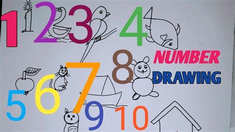 number    drawing number drawing easy method   art youtube