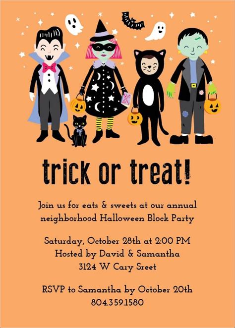 Trick Or Treat Invitation Paper Source Block Party Invitations