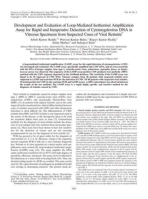 Pdf Development And Evaluation Of Loop Mediated Isothermal