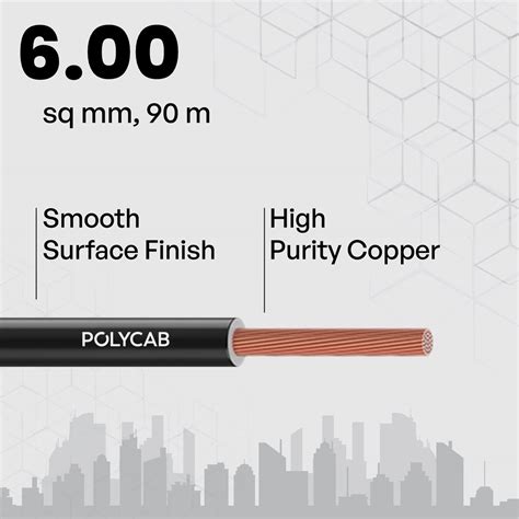 Buy Polycab 6 Sqmm MAXIMA HR FR LSH LF Electric Wire Black 90 M Online