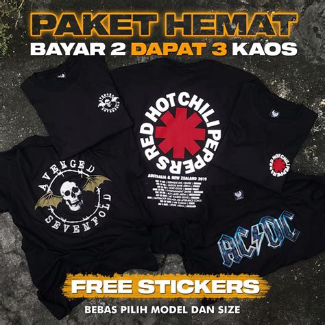 Jual Paket Kaos Musik Kaos Band Bebas Pilih 3 Kaos Sablon