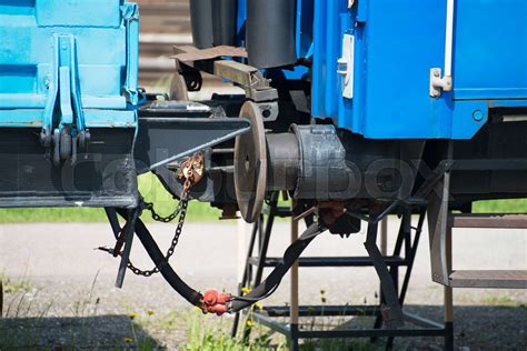 Close-up view of train coupler. | Stock image | Colourbox