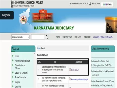 Dakshina Kannada District Court Recruitment 2020 60 Vacancies For Plvs