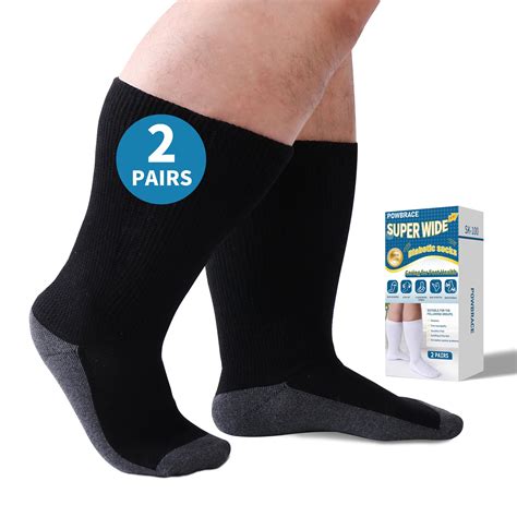 2 Pairs Wide Diabetic Socks for Men Women Plus Size,Lymphedema Socks,Socks for Swollen Feet and ...