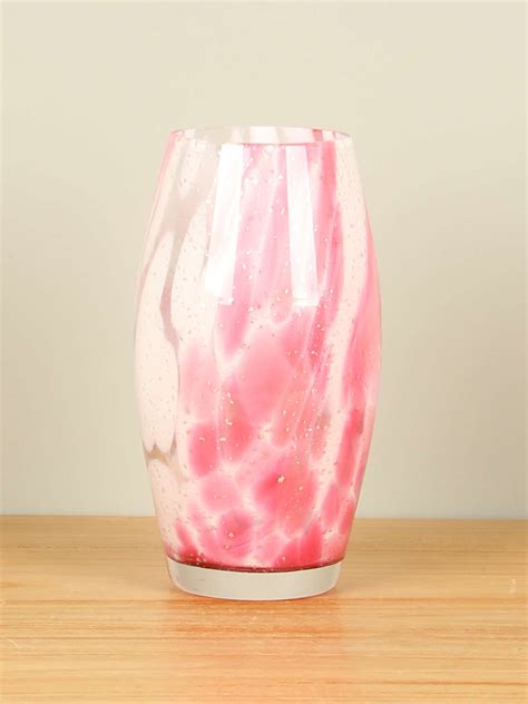 Vase Glas konisch rosa weiß 20 cm Gartendekomarkt