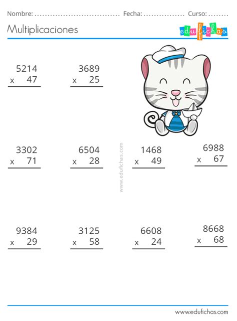 Multiplicaciones Ejercicios Para Multiplicar De Dos Y Tres Cifras