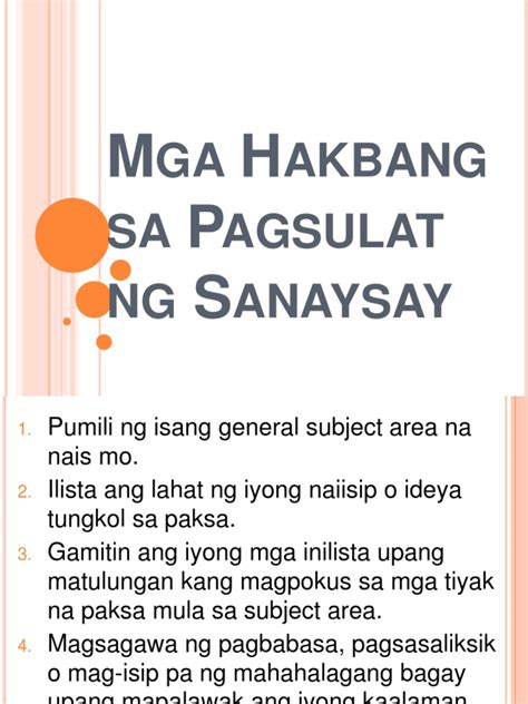 Pagsulat Ng Sanaysay Bumuo Ng Isang Maikling Sanaysay Na Mayroong