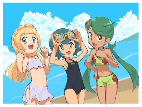 Lillie Lana Mallow And Staryu Pokemon And 2 More Drawn By Nyonn24