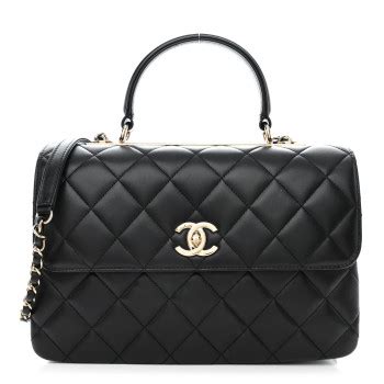 Chanel Lambskin Quilted Medium Trendy Cc Flap Dual Handle Bag Black