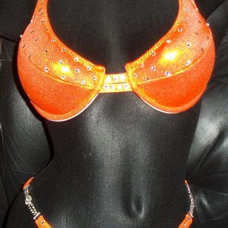 Style Orange Metallic Underwire Bra Competition Bikini With