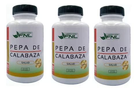 Pepa De Calabaza 3 Frascos 60 Cápsulas C u 280mg Natural Sabor Natural