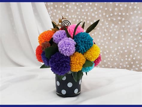 Dia De Los Muertos Decoration Ofrenda Picture Centerpiece Pom-pom Flower Arrangement Yarn Flower ...