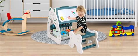 Costway En Chevalet Enfant Magn Tique Avec Tabouret R Glable En