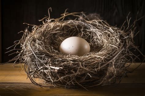 Premium Photo Whole Raw Ostrich Egg In A Nest