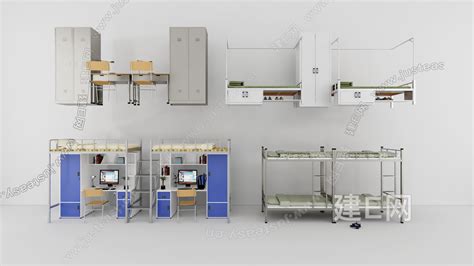 现代学校宿舍高低床模型su模型下载 Id104745545 建e网su模型