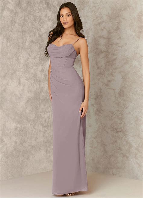 Dusk Corseted Chiffon Column Dress Bridesmaid Dresses Azazie