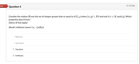 Solved Consider The Relation R Over The Set Of Integers Chegg