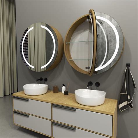 Circular Bathroom Mirror Cabinet Rispa