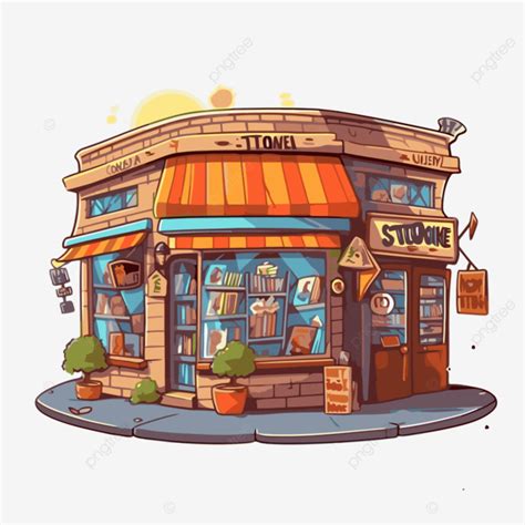 Bookstore Clipart Cartoon Illustration Cartoon House Style Book Store ...