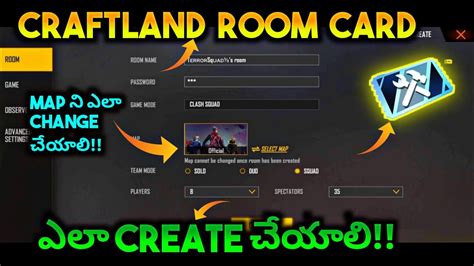 How To Create Craftland Custom Room Card In Telugu In Free Fire