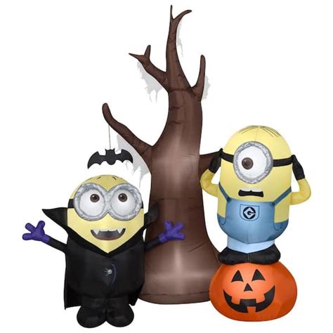 Gemmy 5 ft. Airblown-Minions with Tree and Pumpkin Scene-Universal G ...