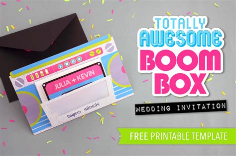 Totally Awesome Boom Box Invitation Template