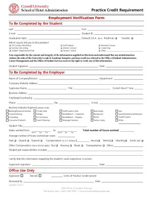 Fillable Online Sha Cornell Employment Verification Form Fax Email