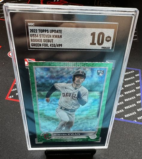 2022 Topps Update US54 RC Steven Kwan Rookie Green Foil 499 SGC 10 EBay