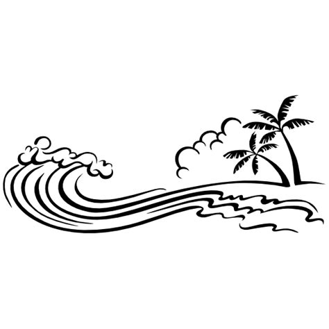 Palm Trees Island And Ocean Waves Sticker