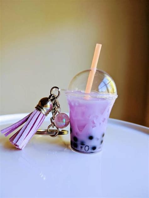 Boba Bubble Tea Keychain Milk Tea Keychain Taro Boba T Etsy In