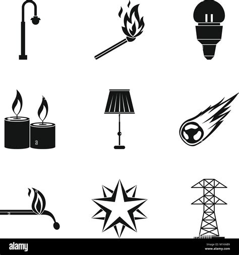 Light Source Icons Set Simple Style Stock Vector Image And Art Alamy