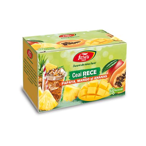 Ceai Rece Cu Papaya Mango Si Ananas 12 Plicuri X 1 8g Fares