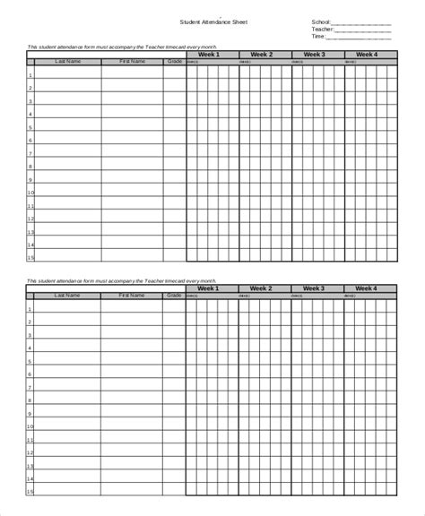 FREE 19+ Sample Attendance Sheet Templates in PDF | MS Word