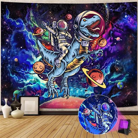 Amazon Yexit Funny Space Astronaut Dinosaur Tapestry Blacklight