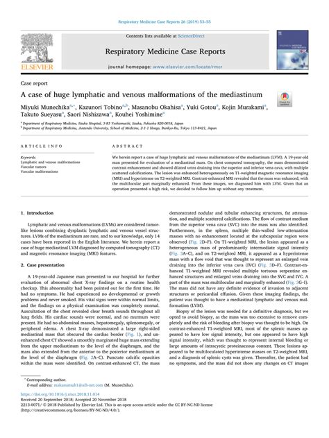 (PDF) A case of huge lymphatic and venous malformations of the mediastinum