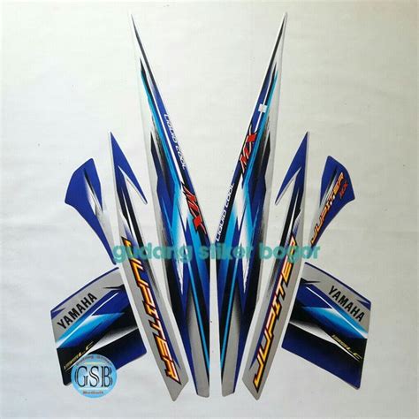 Jual STIKER STRIPING MOTOR JUPITER MX 2007 STD HITAM SILVER BIRU Di