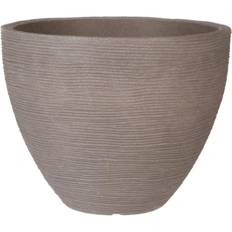 Pot Fleurs Rond Design Rainur Taupe X Cm En Plastique