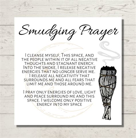 Smudging Prayer Card Prayer Card Cleansing Card Healing Card Spiritual Journey Printable