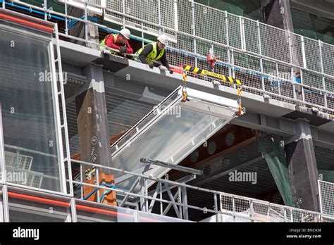 Installation Of Glass Facade Panels The Shard Supertall Skyscraper