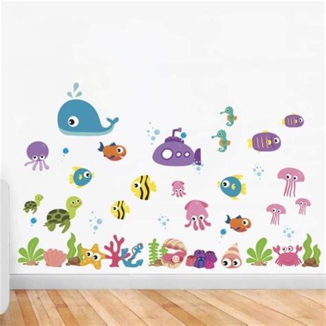 Sous Marin Poisson Bulle Stickers Muraux Enfants Chambres Salle De