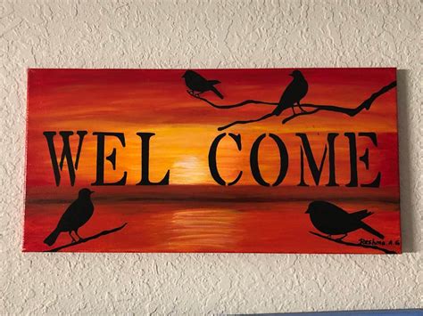 Wel Come Painting,welcome Wall Art,welcome Gift, Welcome Painting on ...