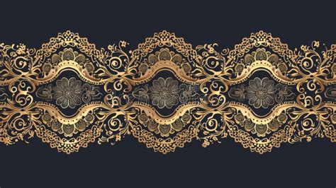 Black and Gold Floral Wallpaper Border Stock Illustration - Illustration of stylish ...