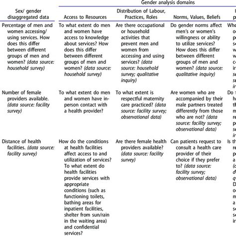 Example Gender Analysis Matrix Download Scientific Diagram