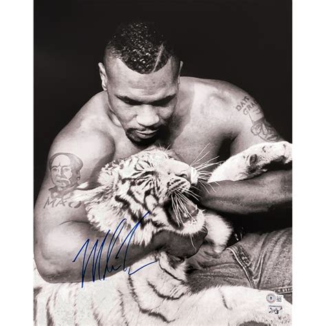 Mike Tyson Autographed 16x20 Photo With Tiger Beckett