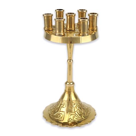 Seven Candle Brass Stand Cross Design BlessedMart