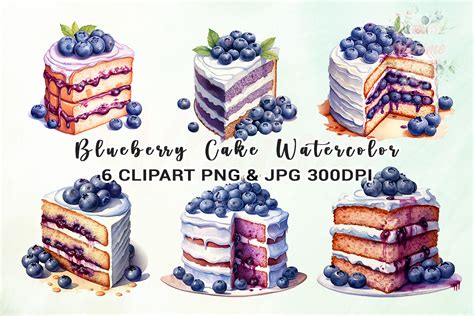 Blueberry Cake Watercolor Clipart Graphic By Venime Creative Fabrica