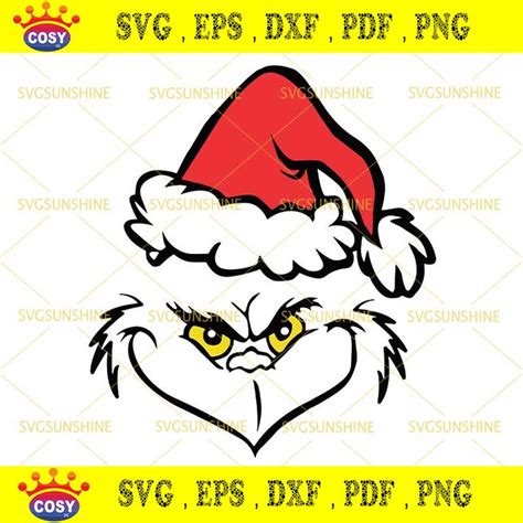 Grinch Svg The Grinch Svg, Grinch Face Svg - CosySVG | Grinch face svg ...