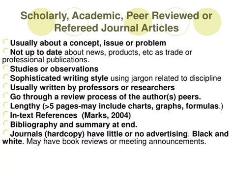 Ppt Scholarly Academic Peer Reviewed Or Refereed Journal Articles