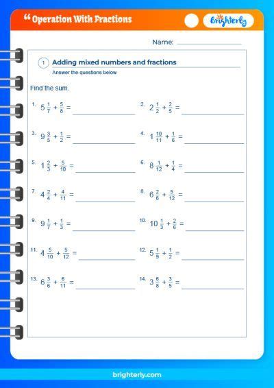 FREE Operation With Fractions Worksheets PDFs Brighterly