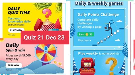 Daily Amazon Quiz Time FZ Points Quiz Daily Spiin And Win Quiz 21 Dec